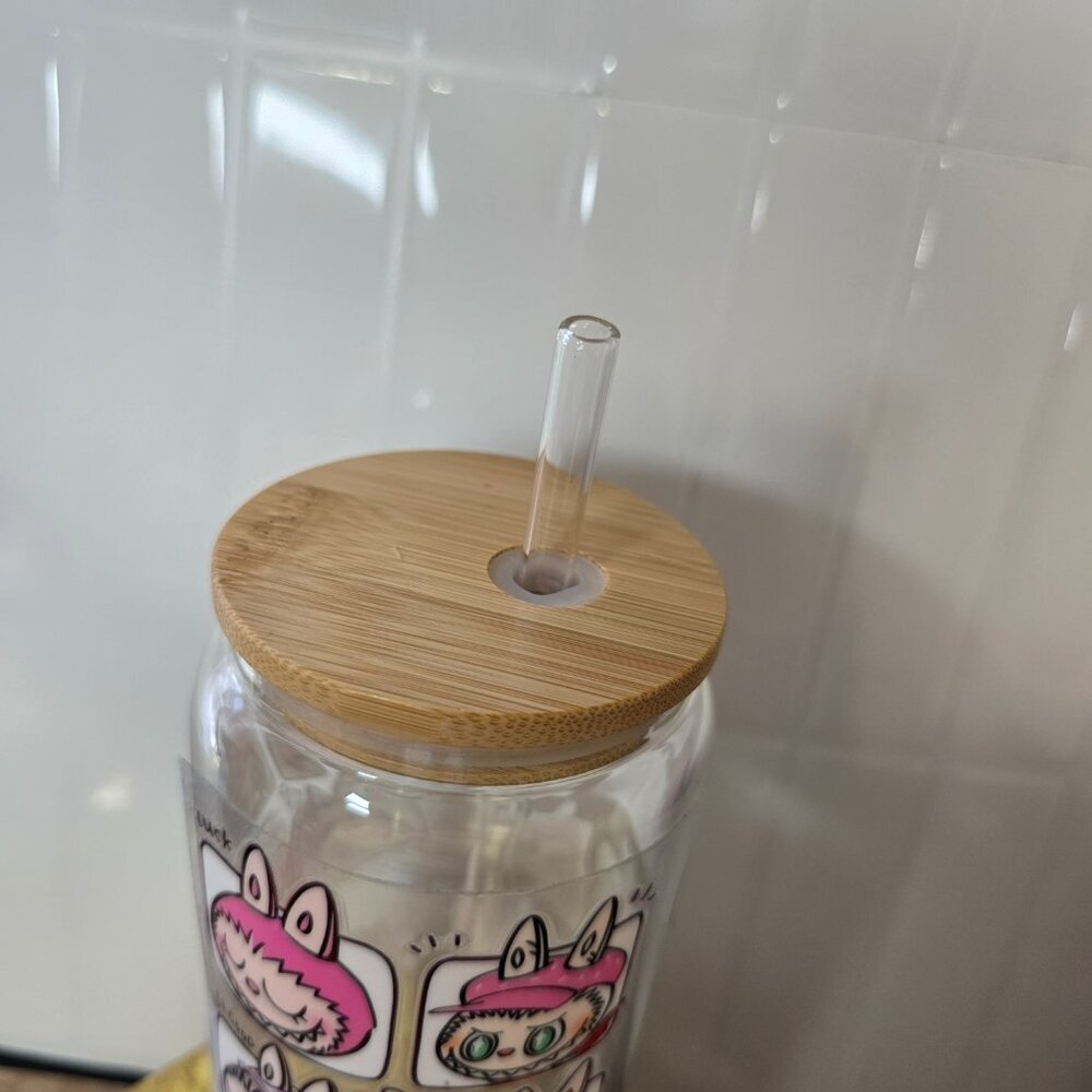 Labubu Glass Cup Tumbler 16oz UV DTF - Picture 5 of 5